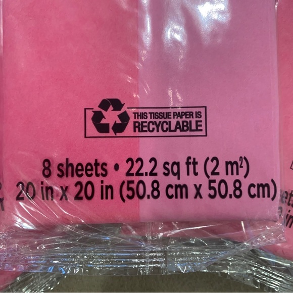 6 Packs 321 Party Gift Tissue Paper 20" x 20" 8 Sheet Per Pack Two Shade Of Pink - Picture 3 of 3